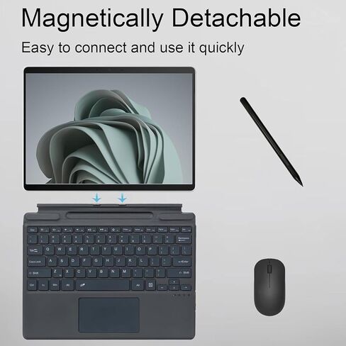 banapoy Ultra Slim Bluetooth Keyboard, Portable Silent Tablet Wireless Keyboard with 7 Color Backlit, Pen Holder, Touchpad, for Pro 11 10 9 8 X in Kuwait