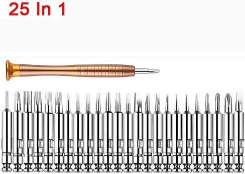 مجموعة لقم مفك براغي دقيقة 25 في 1 مع مثلث سداسي Pentalobe Y ومحركات متقاطعة للإلكترونيات والكمبيوتر وساعة كاميرا الهاتف المحمول والإصلاح المنزلي in Kuwait