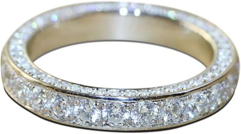 925 Sterling Silver Shiny Full Diamond Gemstone Ring Cubic Zirconia Rings Cocktail CZ Diamond Ring Eternity Engagement Wedding Band Ring for Women (US Code 8) in Saudi Arabia