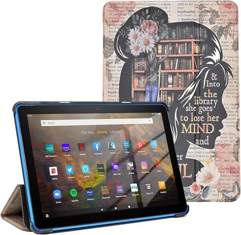 Case for All-New Amazon Kindle Fire HD 10 Tablet (13th Generation, 2023 Release) 10.1", Book Lover PU Leather Trifold Stand Cover for Fire Tablet 10 2023, Auto Wake/Sleep in Kuwait
