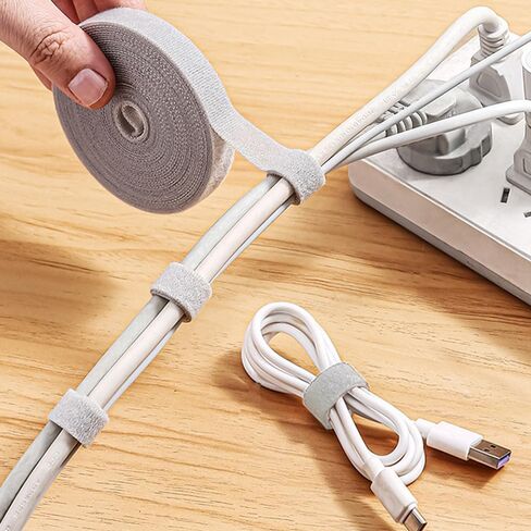0.5 Inch X 16 Feet Reusable Cable Ties Sticky Back Fastener Roll Cord Straps Cable Management Hook Loop Tape Cord Organization Straps Multi-Purpose Wrap Roll for Home, Office, Wire Bundling in Kuwait