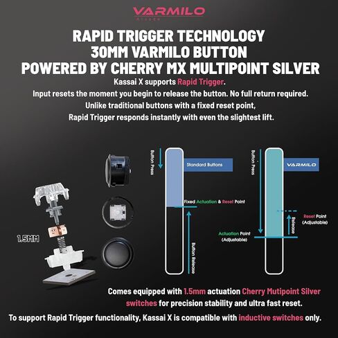 Varmilo Kassai X Arcade Fight Stick Rapid Trigger Tournament Grade Controller for Fighting Games Two Versions Standard PC Only or Pro Compatible with PC PS4 PS5 Nintendo Switch 1/2 (Sea Meloday, Standard (PC-Only)) in Saudi Arabia