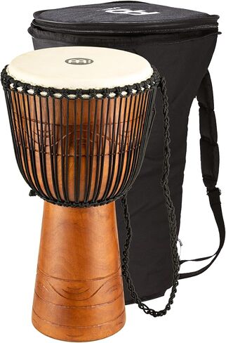 Meinl Percussion Style Djembe Hand Drum Circle Instrument مع حقيبة، خشب الماهوجني المنحوت - غير مصنوع في الصين - ضبط حبل نسج مالي أفريقي، ضمان لمدة عامين (ADJ3-M) in Saudi Arabia