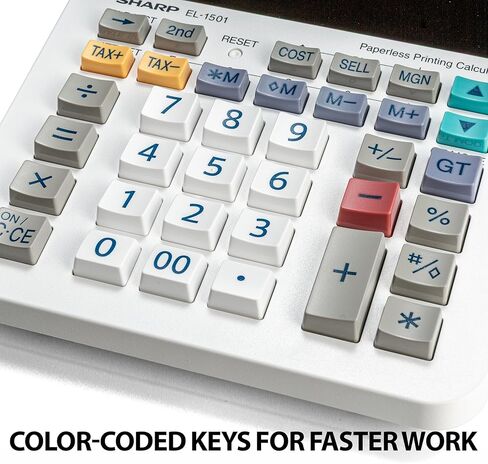 Sharp El-1501 Compact Cordless Paperless Large 12-Digit Display Desktop Printing Calculator That Utilizes Printing Calculator Logic in Saudi Arabia