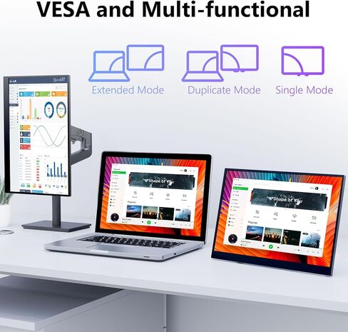 شاشة محمولة تعمل باللمس مقاس 15.3 بوصة، شاشة خارجية بدقة 1920×1200 Full HD IPS تعمل باللمس بـ 10 نقاط، توصيل وتشغيل USB-C HDMI فائق النحافة، شاشة محمولة لأجهزة الكمبيوتر المحمول PC Mac PS5 Xbox in Kuwait