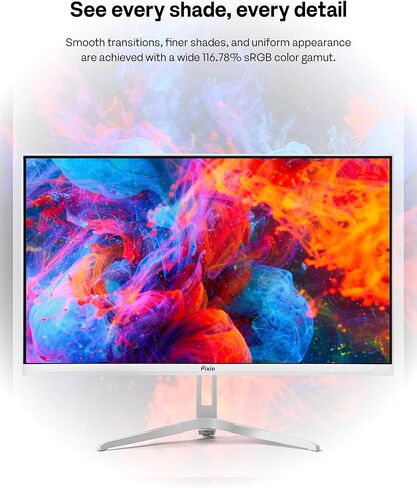 Pixio PX249 Wave White 24 بوصة 240 هرتز معدل التحديث FHD 1080p دقة لوحة IPS سريعة 1 مللي ثانية وقت استجابة GTG سماعات مدمجة للألعاب مع مزامنة تكيفية in Kuwait