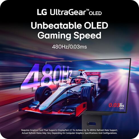 شاشة الألعاب LG 27GX790AB مقاس 27 بوصة OLED QHD 480 هرتز 0.03 مللي ثانية G-Sync AMD FreeSync Premium Pro - أسود in Kuwait