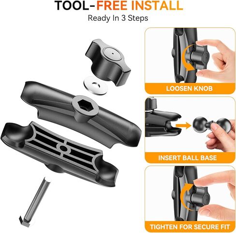 OHLPRO Aluminum Alloy Double Socket Arm for RAM Mounts B Size 1" Ball Components, Heavy-Duty 1 Inch Ball Mount Adapter Extension Arm for Car Dash, Truck, Boat, Phone Holder and GPS. in Kuwait