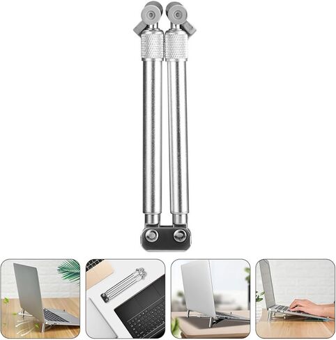 OSALADI Adjustable Aluminum Alloy Laptop Bracket and Cooling Rack, Portable Hollowed Notebook PC Holder for Home Office Use, Silver Foldable Computer Stand Compatible with 13-17 Inch in Kuwait