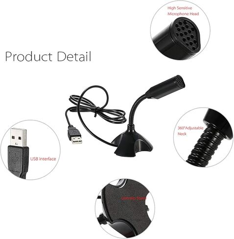 ميكروفون كمبيوتر مكتبي USB، ميكروفون قابل للتعديل 360 درجة يدعم تسجيل الدردشة الصوتية وميكروفون الكمبيوتر لأجهزة الكمبيوتر المحمولة وأجهزة الكمبيوتر المكتبية والمزيد، مع منفذ USB in Kuwait