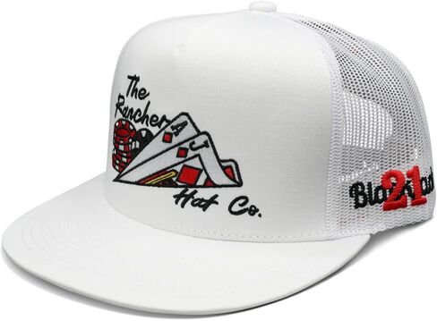 21 Blackjack- White Flatbill Trucker Snapback- قابلة للتعديل- الوحدة اليونانية in Saudi Arabia