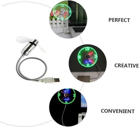 مروحة ساعة LED USB مع شاشة عرض في الوقت الحقيقي، مروحة USB صغيرة محمولة قابلة لإعادة الشحن لأجهزة الكمبيوتر المحمول والسفر للاستخدام المكتبي والخارجي in Kuwait