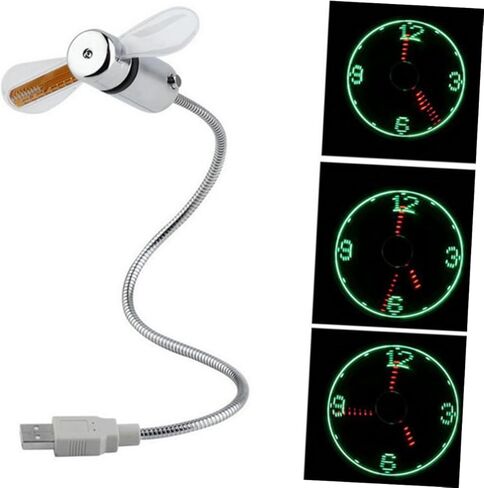 مروحة ساعة LED USB مع شاشة عرض في الوقت الحقيقي، مروحة USB صغيرة محمولة قابلة لإعادة الشحن لأجهزة الكمبيوتر المحمول والسفر للاستخدام المكتبي والخارجي in Kuwait