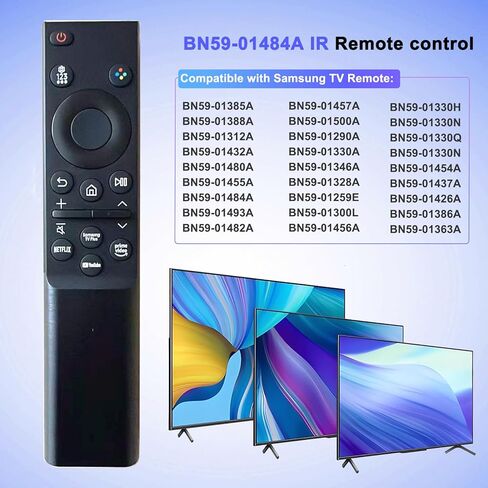 (عبوة من 2) جهاز تحكم بديل لتلفزيون Samsung BN59-01484A، تحكم بالأشعة تحت الحمراء مع أزرار فيديو Netflix YouTube Prime، متوافق مع تلفزيون Samsung Crystal UHD 4K الذكي، (بدون صوت) in Kuwait