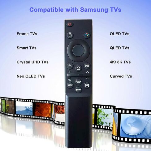 (عبوة من 2) جهاز تحكم بديل لتلفزيون Samsung BN59-01484A، تحكم بالأشعة تحت الحمراء مع أزرار فيديو Netflix YouTube Prime، متوافق مع تلفزيون Samsung Crystal UHD 4K الذكي، (بدون صوت) in Kuwait