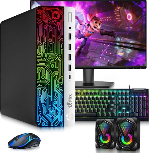 كمبيوتر مكتبي للألعاب BTO RGB - الجيل السادس من Core i5 - ذاكرة وصول عشوائي DDR4 سعة 16 جيجابايت - SSD سعة 1 تيرابايت - شاشة GeForce GT 1030-24 بوصة - لوحة مفاتيح وماوس RGB - مكبر صوت RGB - WiFi - Windows 11 Pro (متجدد) in Kuwait