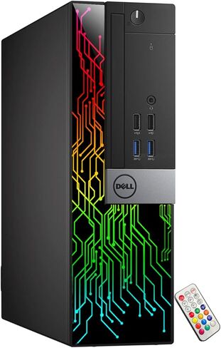 كمبيوتر Dell OptiPlex المكتبي المخصص بمصابيح RGB، Intel Core i7 3.40 جيجا هرتز، ذاكرة وصول عشوائي 16 جيجا بايت، 2 تيرابايت SSD، Windows 11 Pro - WiFi - لوحة مفاتيح كمبيوتر للألعاب وماوس HDMI (متجدد) in Kuwait