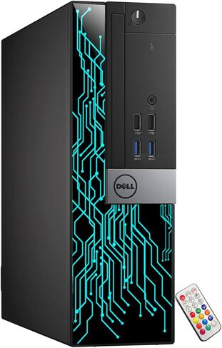 كمبيوتر Dell OptiPlex المكتبي المخصص بمصابيح RGB، Intel Core i7 3.40 جيجا هرتز، ذاكرة وصول عشوائي 16 جيجا بايت، 2 تيرابايت SSD، Windows 11 Pro - WiFi - لوحة مفاتيح كمبيوتر للألعاب وماوس HDMI (متجدد) in Kuwait
