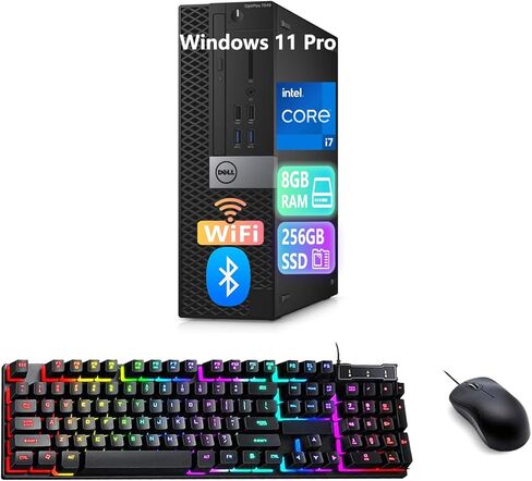 سطح المكتب Dell Optiplex 7040 SFF، Windows 11 Pro، ذاكرة الوصول العشوائي 8 جيجابايت، 256 جيجابايت SSD، Core i7-6700 3.4 جيجا هرتز 8 خيوط، USB WiFi+BT، لوحة مفاتيح، ماوس، بدون DVD (متجدد) in Kuwait