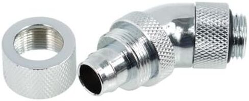 Alphacool G1/4 3/8" ID x 1/2" OD (13/10) 45° Revolvable Compression Fitting - Chrome (17151) in Kuwait