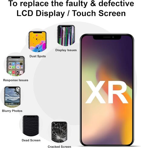استبدال شاشة iPhone XR مع سماعة الأذن الأمامية ومستشعر القرب ثلاثي الأبعاد بشاشة LCD تعمل باللمس مع طقم إصلاح للطراز A1984 A2105 A2106 A2108 6.1 بوصة in Kuwait