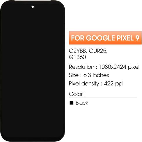 INCELL for Google Pixel 9 Screen Replacement for Google Pixel 9 Display LCD G2YBB, GUR25, G1B60 Touch Screen Digitizer Assembly Repair Parts with Bracket in Kuwait