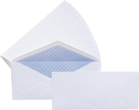 Amazon Basics #10 Security-Tinted Self-Seal Business Letter Envelopes, Peel & Seal Closure - 500-Pack, White in Kuwait
