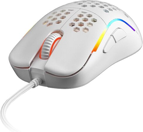 HK Gaming NAOS M ماوس ألعاب سلكي RGB خفيف الوزن للغاية على شكل قرص العسل يمكن استخدامه بكلتا اليدين 12000 نقطة في البوصة | 7 أزرار | 59 جم (ناوس-M، أبيض) in Kuwait