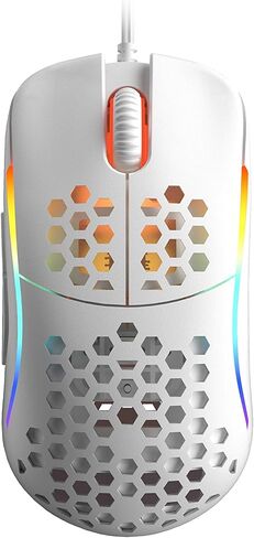 HK Gaming NAOS M ماوس ألعاب سلكي RGB خفيف الوزن للغاية على شكل قرص العسل يمكن استخدامه بكلتا اليدين 12000 نقطة في البوصة | 7 أزرار | 59 جم (ناوس-M، أبيض) in Kuwait