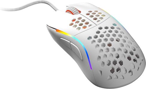 HK Gaming NAOS M ماوس ألعاب سلكي RGB خفيف الوزن للغاية على شكل قرص العسل يمكن استخدامه بكلتا اليدين 12000 نقطة في البوصة | 7 أزرار | 59 جم (ناوس-M، أبيض) in Kuwait