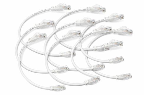 سلك التصحيح النحيف Cat 6A، 1 قدم، أبيض، كابل إيثرنت UTP 10G، 28 AWG، PVC، 3.6 مم، تمهيد، 10 عبوات in Kuwait