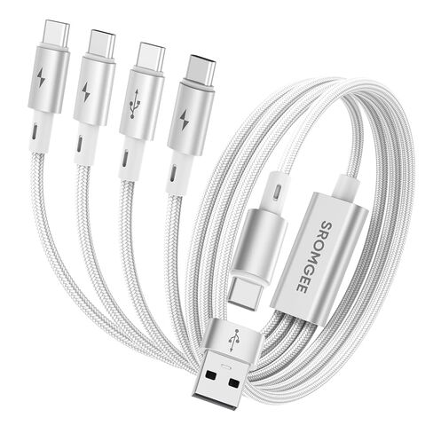 كابل شحن متعدد USB C [قطعتان بطول 5 أقدام]، USB A/C إلى USB C QC 3.0 شحن سريع، سلك شاحن متعدد 4 في 2 مع 4 منافذ من النوع C لسلسلة iPhone 17/16/15، iPad Air/Pro، Samsung Galaxy، الأجهزة اللوحية in Kuwait