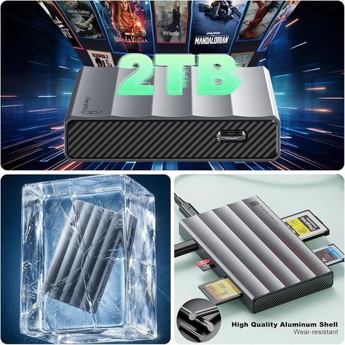 قارئ بطاقات 4 في 1 من النوع A+Type B CFexpress، USB 3.2 Gen 2 UHS-II SD4.0 ومحول بطاقة Micro SD/TF، ​​محول CFexpress Type B/A بسرعة 10 جيجابت في الثانية لأجهزة iPhone/Android/الكمبيوتر المحمول، مع Windows/Mac OS/Linux/iOS/iPadOS/Android in Kuwait