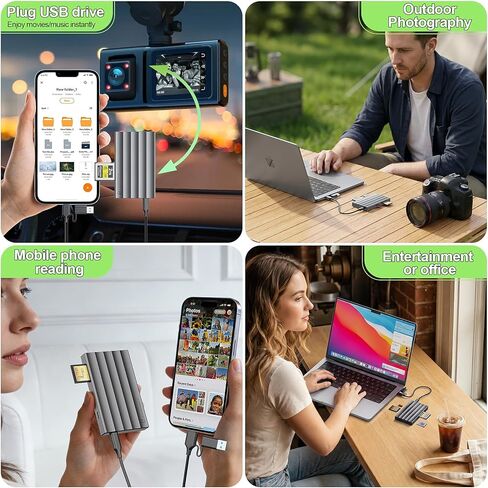 قارئ بطاقات 4 في 1 من النوع A+Type B CFexpress، USB 3.2 Gen 2 UHS-II SD4.0 ومحول بطاقة Micro SD/TF، ​​محول CFexpress Type B/A بسرعة 10 جيجابت في الثانية لأجهزة iPhone/Android/الكمبيوتر المحمول، مع Windows/Mac OS/Linux/iOS/iPadOS/Android in Kuwait
