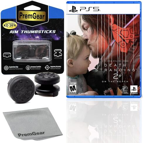 لعبة Death Stranding 2: On The Beach لجهاز PlayStation 5 (الإصدار الأمريكي)، مع PremGear ThumbSticks (عبوتان: 1 عالية الارتفاع، 1 متوسطة الارتفاع) وقطعة قماش للتنظيف in Kuwait