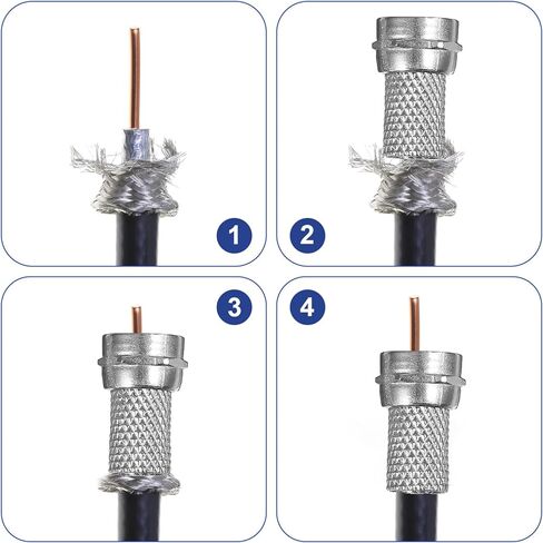 10PCS Coax Cable Connector Rg6 F-Type Twist-On 75 Ohm Rg6 Coaxial Adapters Coaxials Cable Quick Connector for Coax Cables, Wall Mounted TV, Wall Plates, Antenna, Splitter, Amplifier in Kuwait