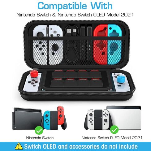 حقيبة حمل لجهاز Switch Gamepad، حقيبة منظمة للتبديل/تبديل OLED مع 8 خراطيش ألعاب وفتحة 6 أزرار وواقي شاشة، حقيبة تخزين EVA مضادة للخدش لحقيبة حمل الملحقات in Kuwait
