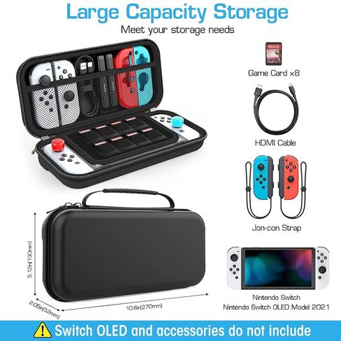 حقيبة حمل لجهاز Switch Gamepad، حقيبة منظمة للتبديل/تبديل OLED مع 8 خراطيش ألعاب وفتحة 6 أزرار وواقي شاشة، حقيبة تخزين EVA مضادة للخدش لحقيبة حمل الملحقات in Kuwait
