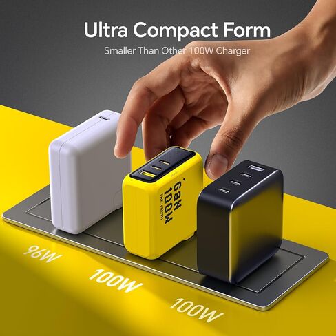 شاحن حائط AOHI Youth 100W Gan+ USB C، شاحن سريع للكمبيوتر المحمول 3 منافذ PPS PD Type C + كابل AOHI 240W USB4 2.0 مع شاشة رقمية LED 3.3 قدم مع نقل بيانات مزدوج بسرعة 80 جيجابت في الثانية in Kuwait