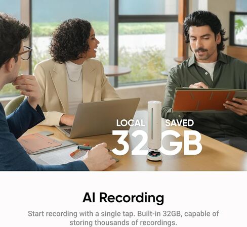 Insta360 WaveLink Pro - مكبر صوت وكاميرا في غرفة الاجتماعات 4K، تتبع مكبر الصوت، التقاط صوت 360 درجة بطول 5 أمتار، تقليل الضوضاء، نسخ وملخصات الذكاء الاصطناعي، التوصيل والتشغيل، يعمل مع التكبير، الفرق in Kuwait