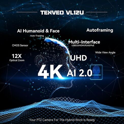 مجموعة/مجموعة كاميرا Tenveo 4K PTZ وConroller - 3 عبوات من كاميرات التتبع AI بتكبير بصري 12X (LAN/HDMI/USB3.0)، وحدة تحكم عصا التحكم NDI رباعية الشاشات مقاس 7 بوصات، ومحول شبكة Gigabit PoE بـ 8 منافذ in Kuwait
