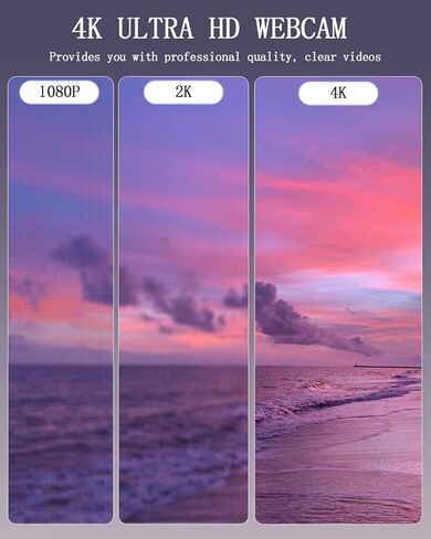 كاميرا ويب 4K لأجهزة Windows/MacOS/Android/Linux PC، مع ميكروفون وجهاز تحكم عن بعد، غطاء الخصوصية، التوصيل والتشغيل، PDAF، لاجتماعات Zoom/Skype/Teams، المؤتمرات ومكالمات الفيديو in Kuwait