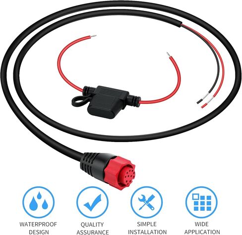 بديل كابل الطاقة Haoguo لمعدات القوارب، سلك طاقة محول بحري بطول 4 أقدام، IP66 مقاوم للماء مع مصهر، متوافق مع HDS/Mark/Elite/Hook in Kuwait