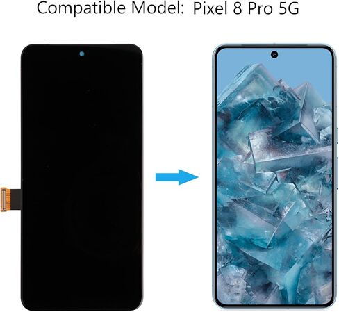 Duotipa New 6.7" OLED Display for Google Pixel 8 Pro 5G GC3VE,G1MNW LCD Touch Screen Digitizer Assembly Replacement with Technical Repair Tools Kit-Black Support Fingerprint in Kuwait