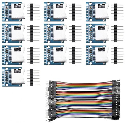 10 Pcs Micro SD/TF Card Adapter 3.3V 6 Pins Reader Modules with SPI Interface Level Conversion Chip Compatible with Arduino/Raspberry Pi/ESP32 with 40P 10cm Male to Female Jumper Cable in Kuwait