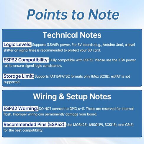 10 Pcs Micro SD/TF Card Adapter 3.3V 6 Pins Reader Modules with SPI Interface Level Conversion Chip Compatible with Arduino/Raspberry Pi/ESP32 with 40P 10cm Male to Female Jumper Cable in Kuwait