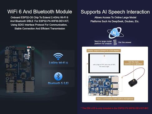لوحة تطوير ESP32-P4-WIFI6-DEV-KIT تعتمد ESP32-P4 وESP32-C6، وتدعم Wi-Fi 6 وBluetooth 5، مع MIPI-CSI، MIPI-DSI، USB 2.0 OTG، Ethernet، رأس وحدة PoE، إلخ. in Kuwait