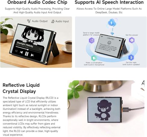 Waveshare ESP32-S3 لوحة تطوير RLCD مقاس 4.2 بوصة، دقة 300 × 400، تدعم الاتصال ثنائي الوضع W-F & BLE والتفاعل الصوتي AI، بدون مضرب in Kuwait