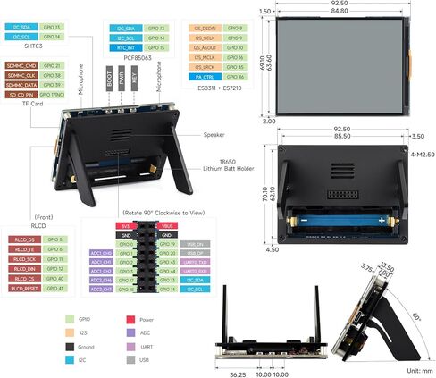 Waveshare ESP32-S3 لوحة تطوير RLCD مقاس 4.2 بوصة، دقة 300 × 400، تدعم الاتصال ثنائي الوضع W-F & BLE والتفاعل الصوتي AI، بدون مضرب in Kuwait