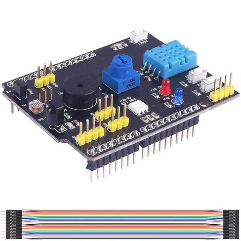 DHT11 Expansion Board 9-in-1 Multifunctional Expansion Board DHT11 Humidity Sensor and LM35 Temperature Sensor Receiver Buzzer with Dupont Cable in Kuwait